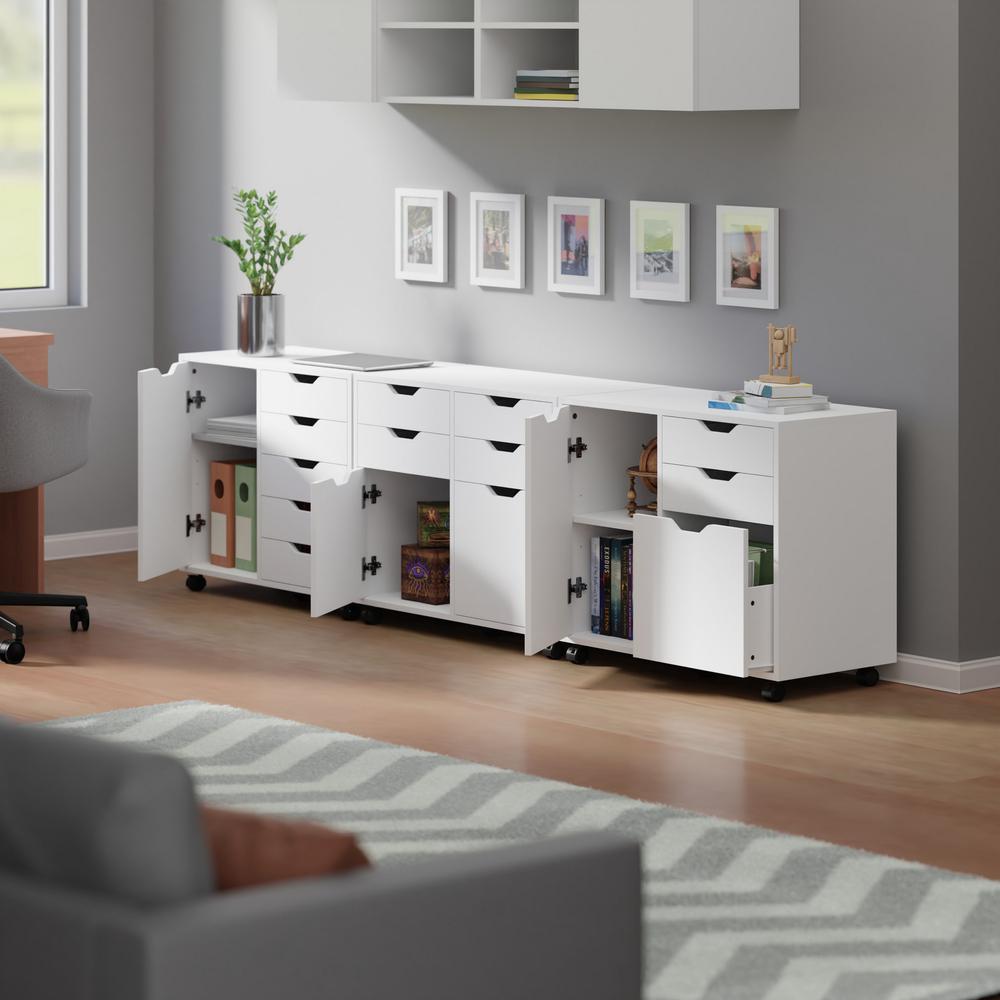 Halifax 3-Pc Cabinet Set with File Drawer, White. Picture 7