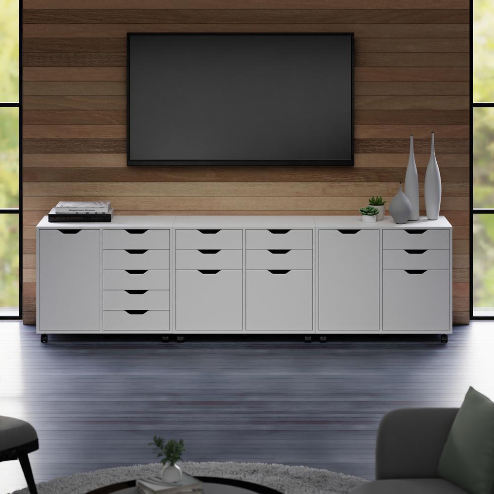 Halifax 3-Pc Cabinet Set with File Drawer, White. Picture 8