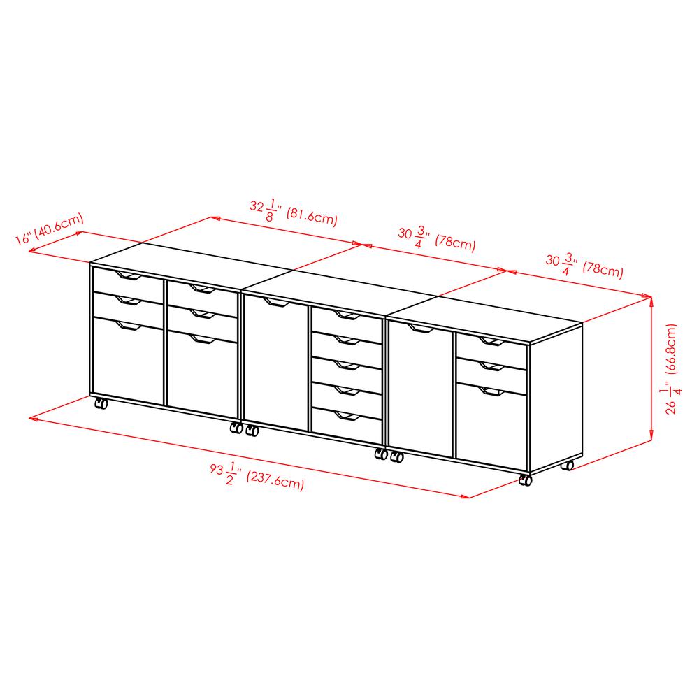 Halifax 3-Pc Cabinet Set with File Drawer, White. Picture 9