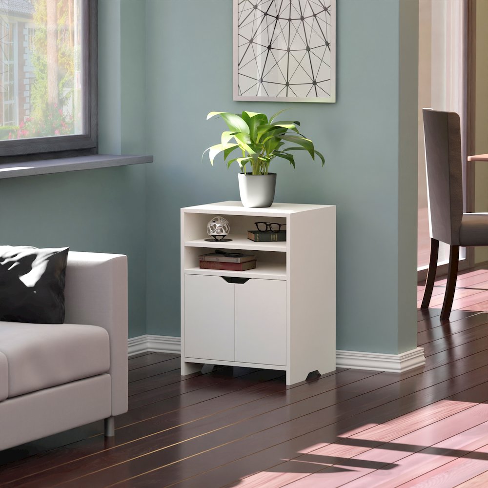 Nova Open Shelf Storage Cabinet, White. Picture 7