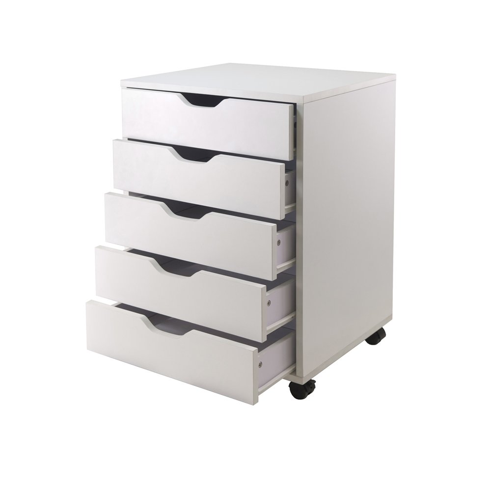 White 5-Drawer File Cabinet – Small Wood Storage Cabinet for Office. Picture 2