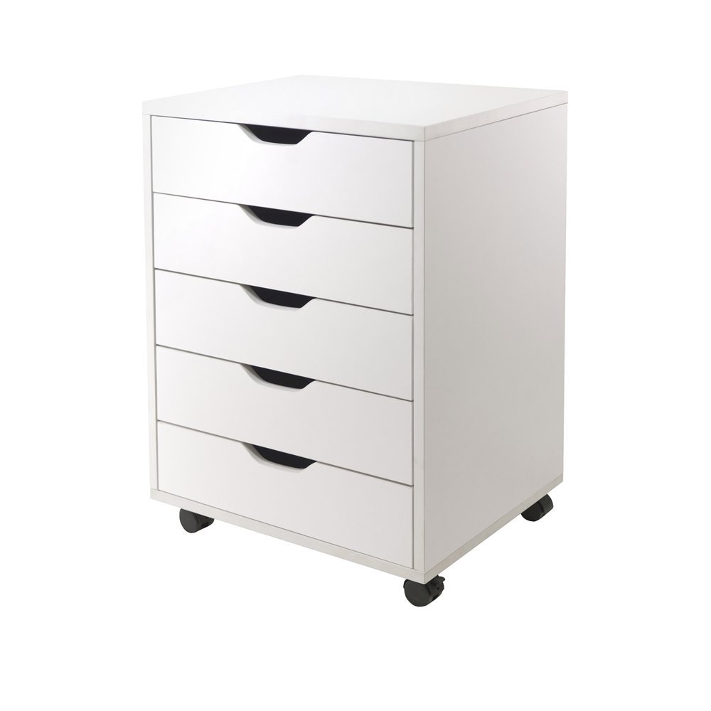 White 5-Drawer File Cabinet – Small Wood Storage Cabinet for Office. Picture 1