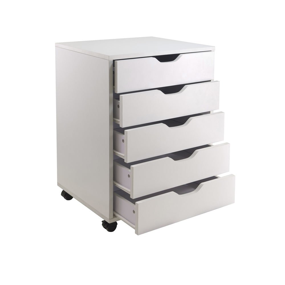 White 5-Drawer File Cabinet – Small Wood Storage Cabinet for Office. Picture 3