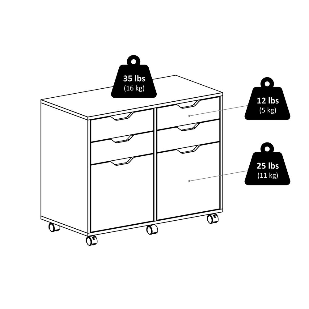Halifax 2 Section Mobile Storage Cabinet, White. Picture 10