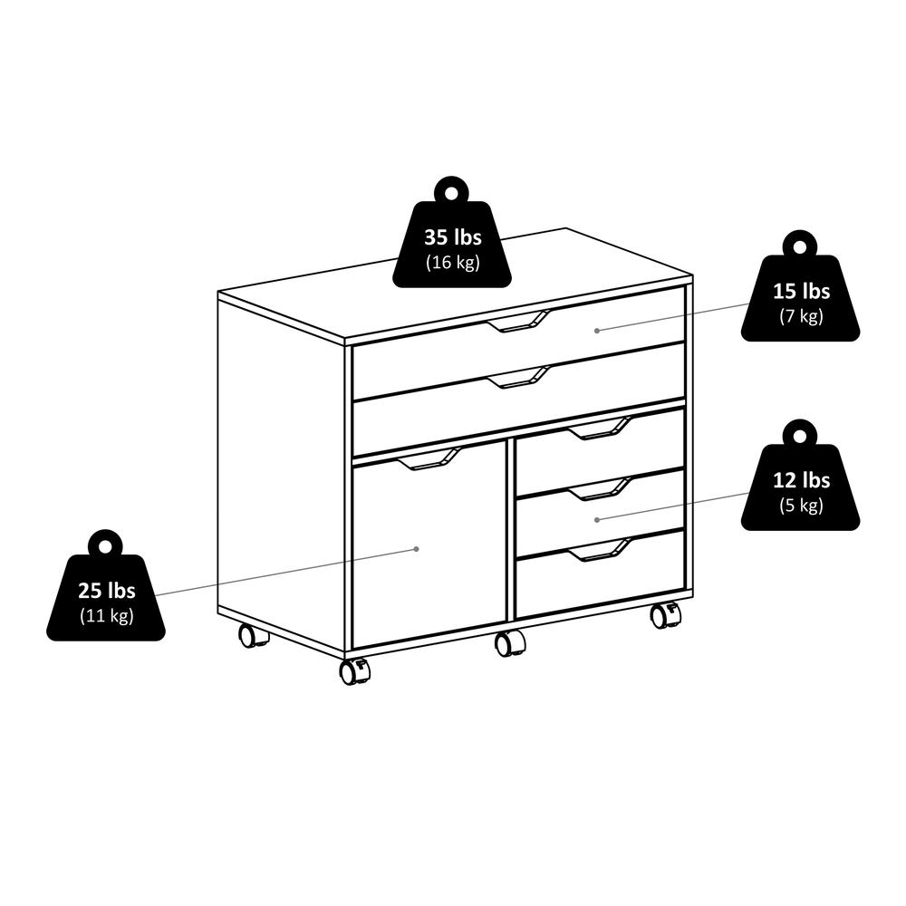 Halifax 3 Section Mobile Storage Cabinet, White. Picture 11
