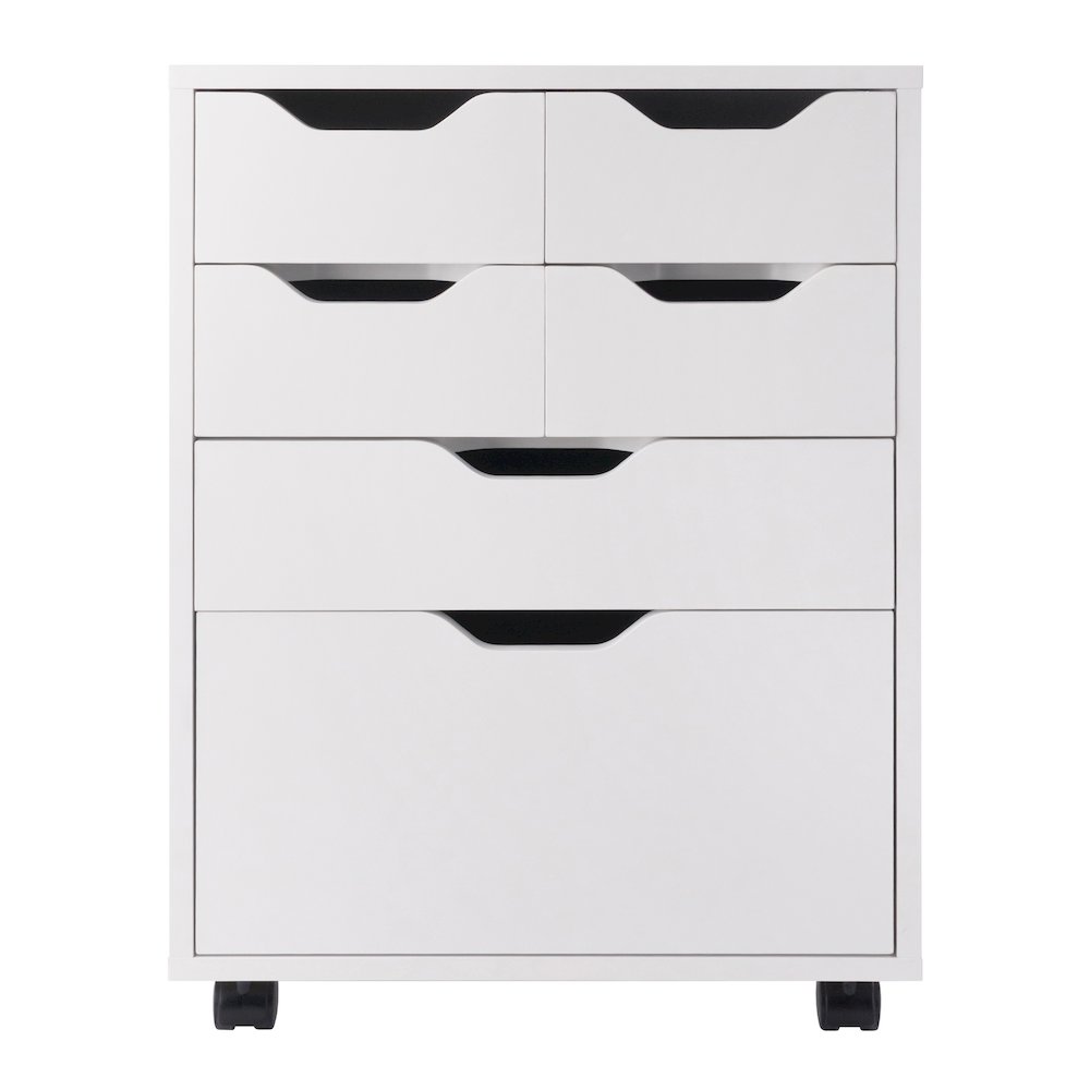 Norfolk 4 Bins, 2 Drawer Mobile Cabinet, White Finish. Picture 6