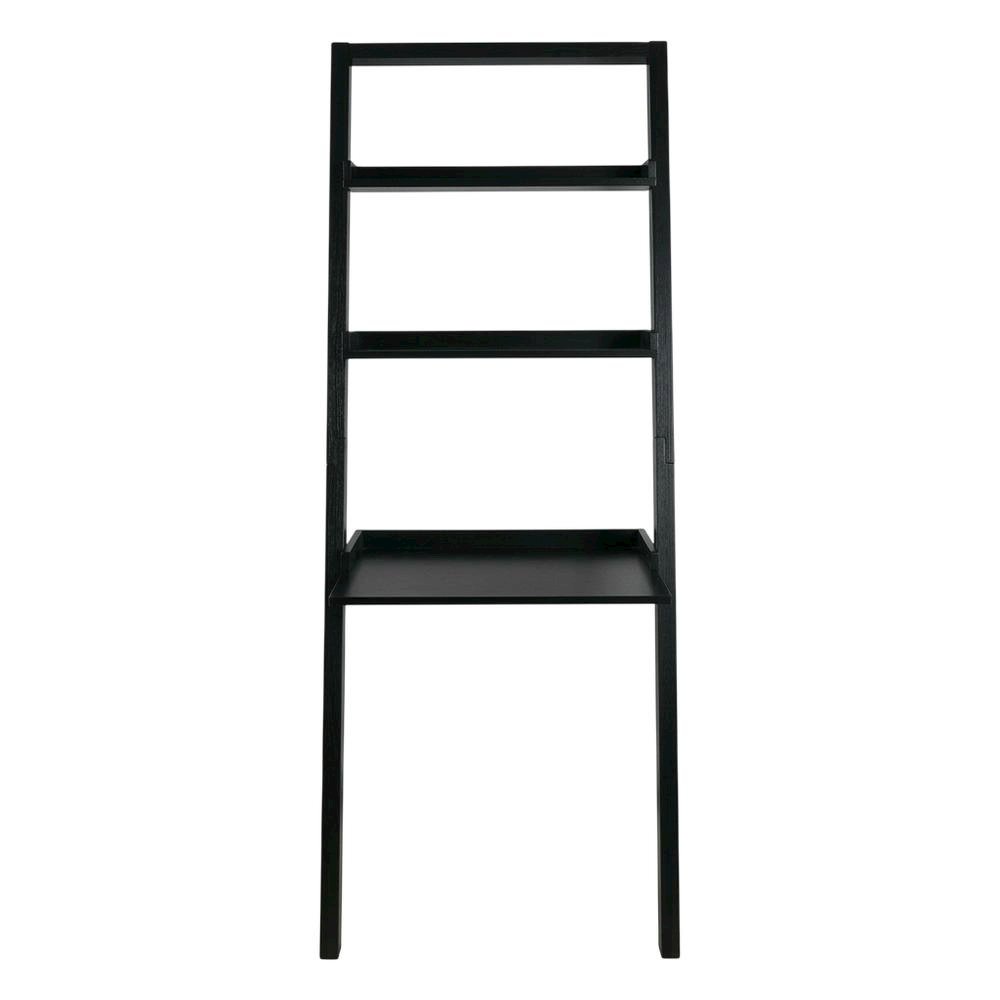 Black Leaning Desk, Ladder Design, Computer Table, Two Storage Shelves. Picture 4