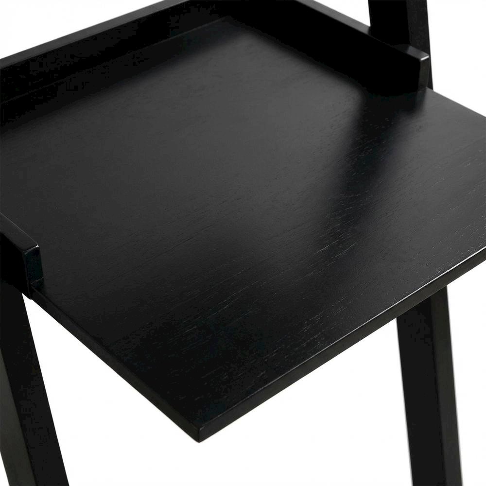 Black Leaning Desk, Ladder Design, Computer Table, Two Storage Shelves. Picture 5