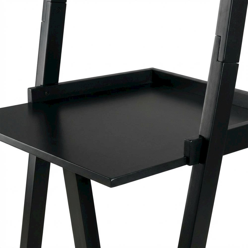 Black Leaning Desk, Ladder Design, Computer Table, Two Storage Shelves. Picture 6