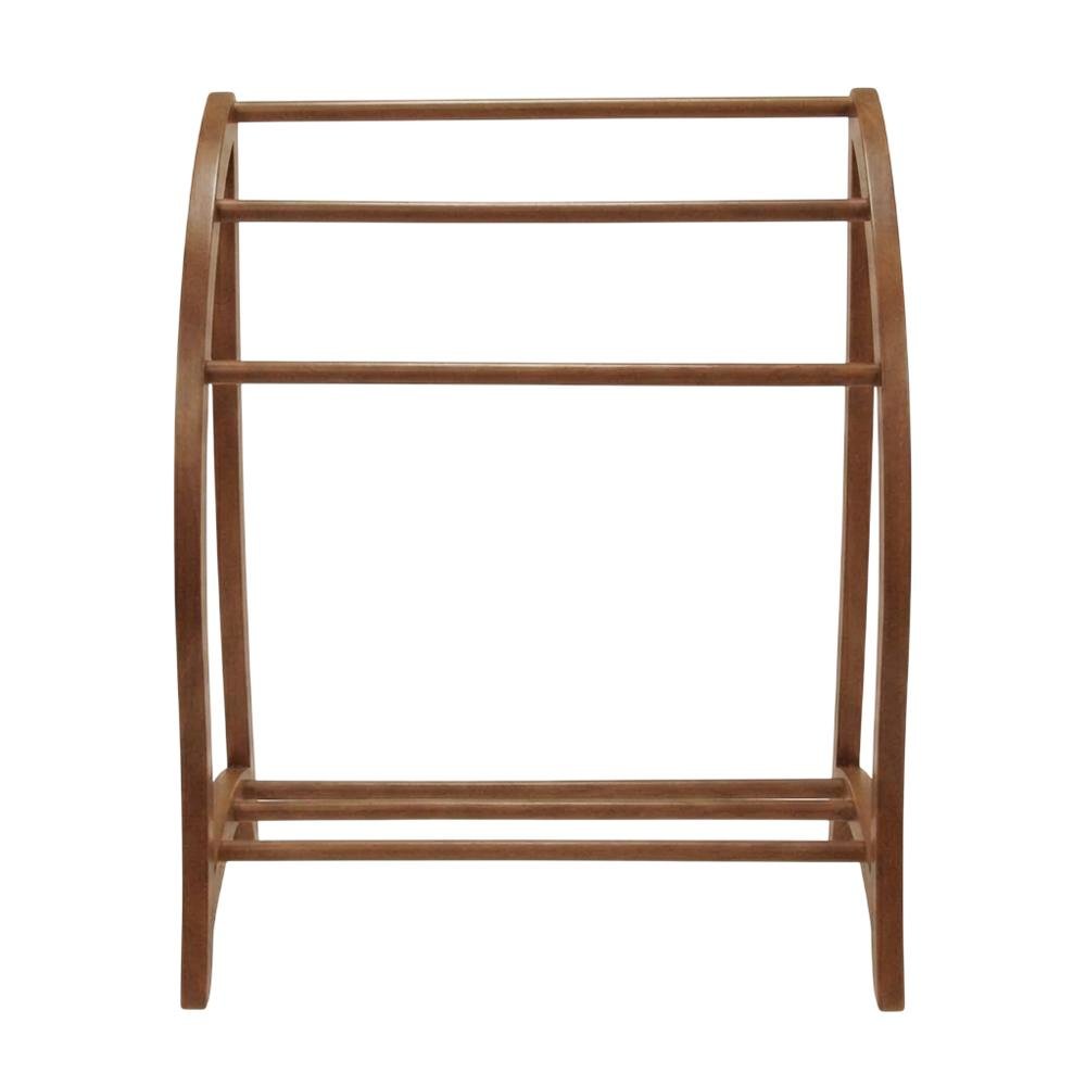 Solid Wood Blanket Rack Stand, Living Room Blanket Holder In Walnut Finish. Picture 4