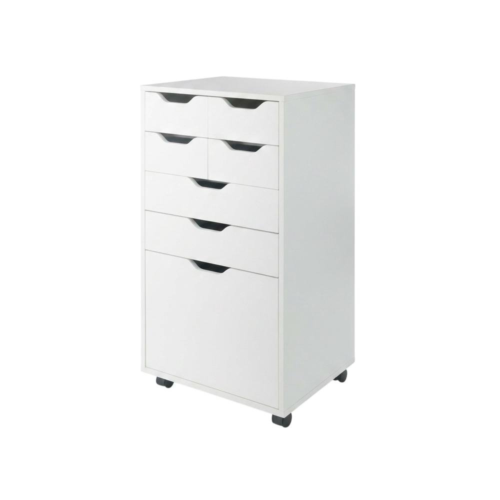 White Tall Mobile Storage Cabinet, Multi-Storage Rolling Pantry. Picture 1