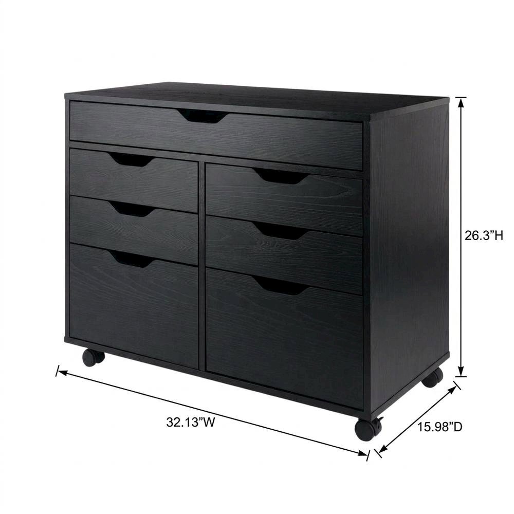 Composite Wood Buffet Cabinet with Open Shelves for Kitchen or Pantry, Black. Picture 4