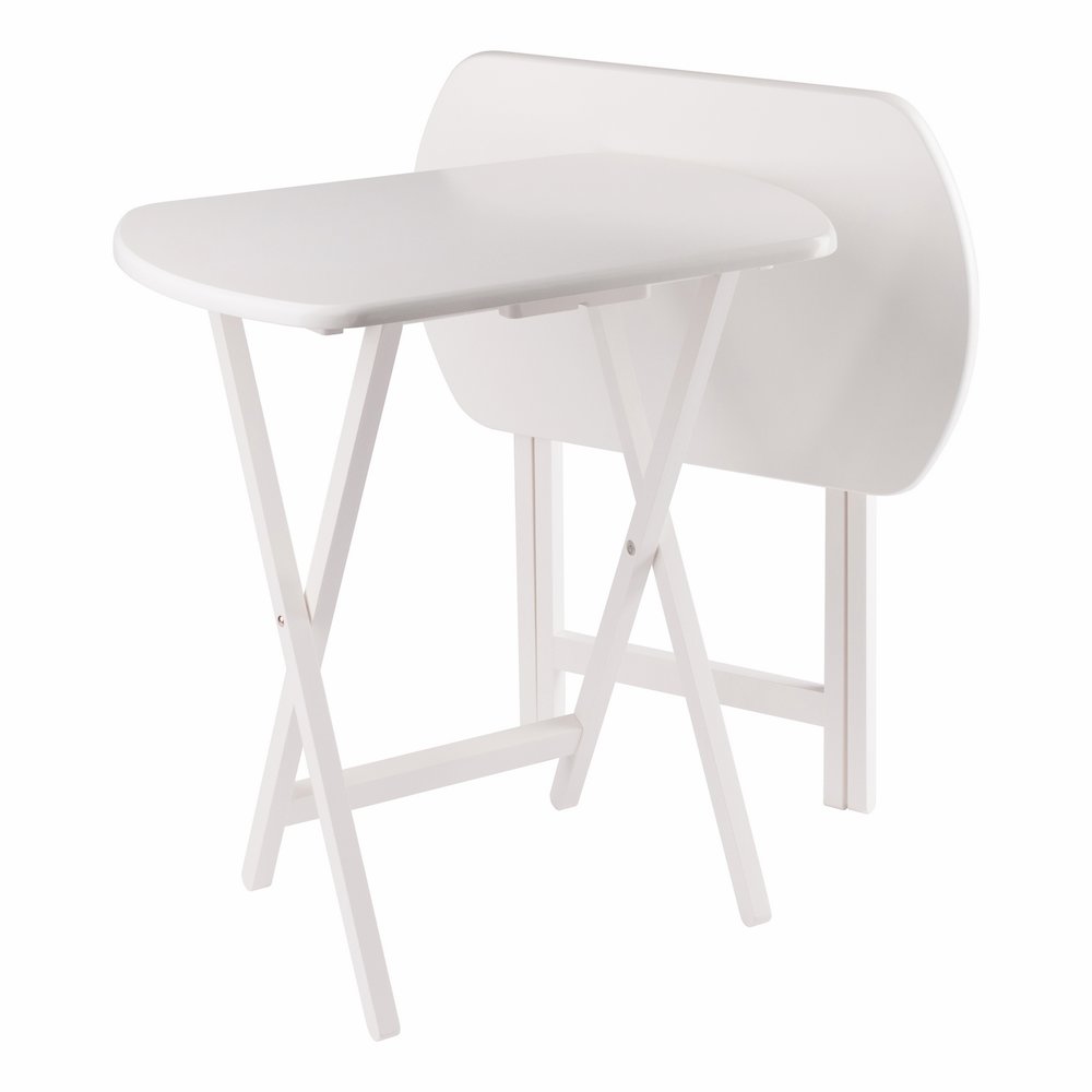 Corbett 2-Pc Oversized Snack Tables, White. Picture 2