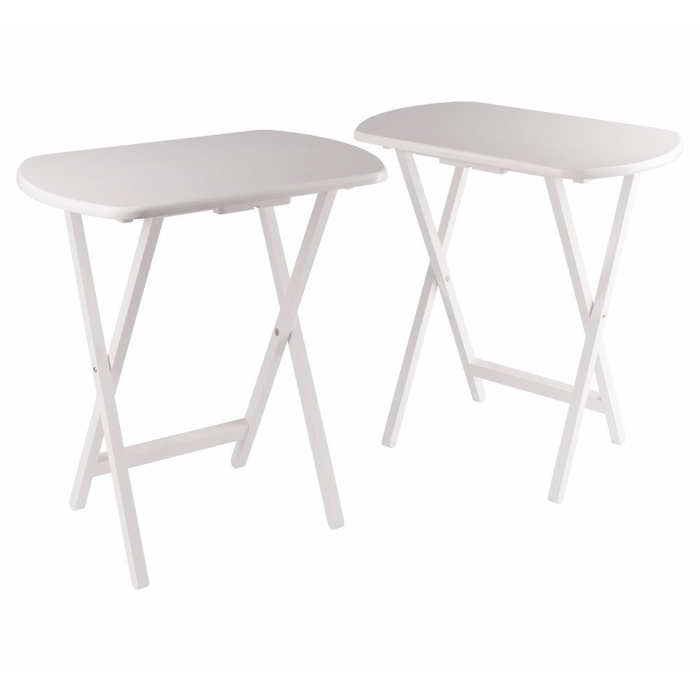 Corbett 2-Pc Oversized Snack Tables, White. Picture 1