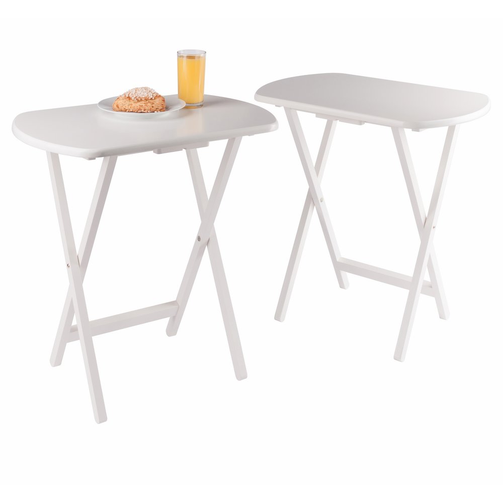 Corbett 2-Pc Oversized Snack Tables, White. Picture 3