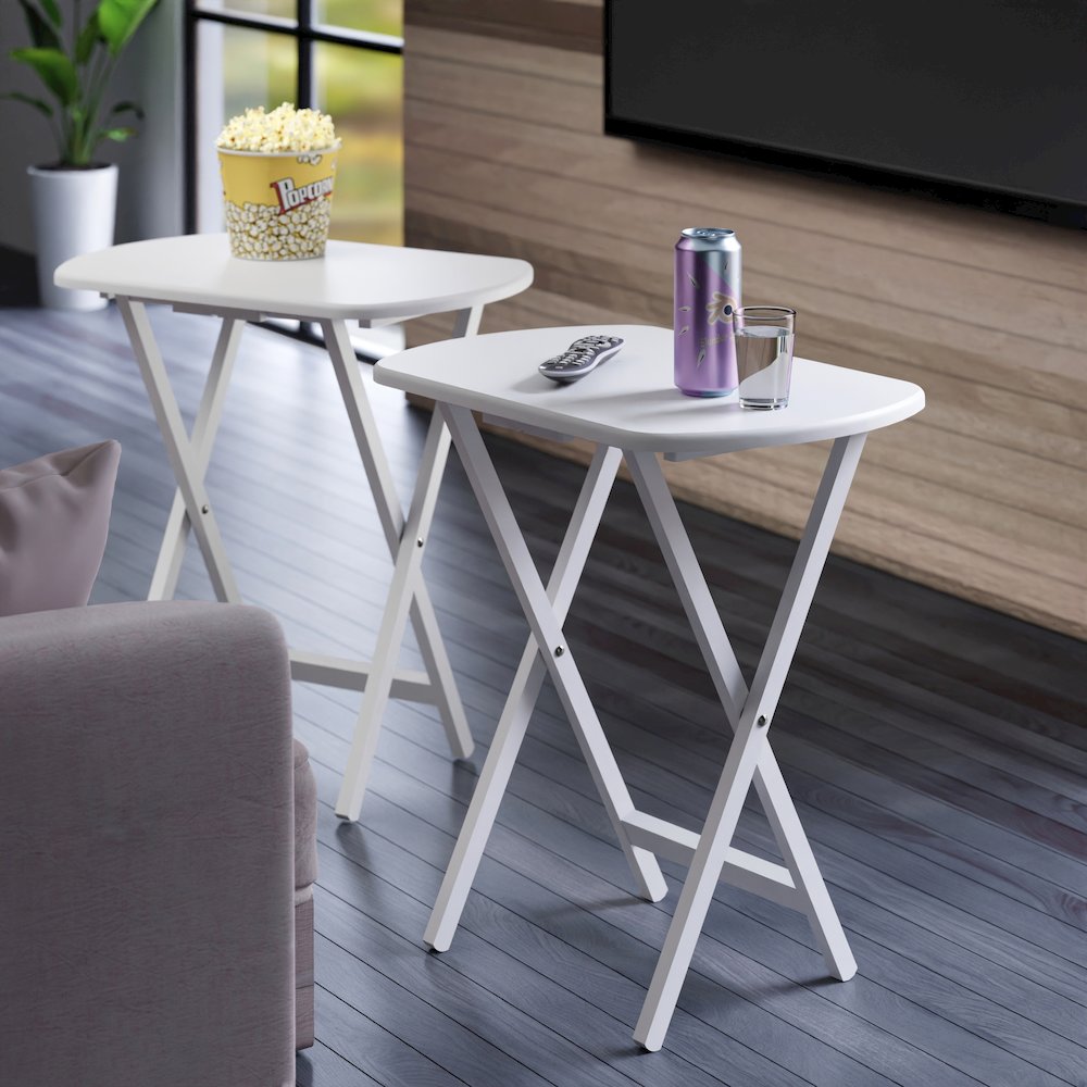 Corbett 2-Pc Oversized Snack Tables, White. Picture 7