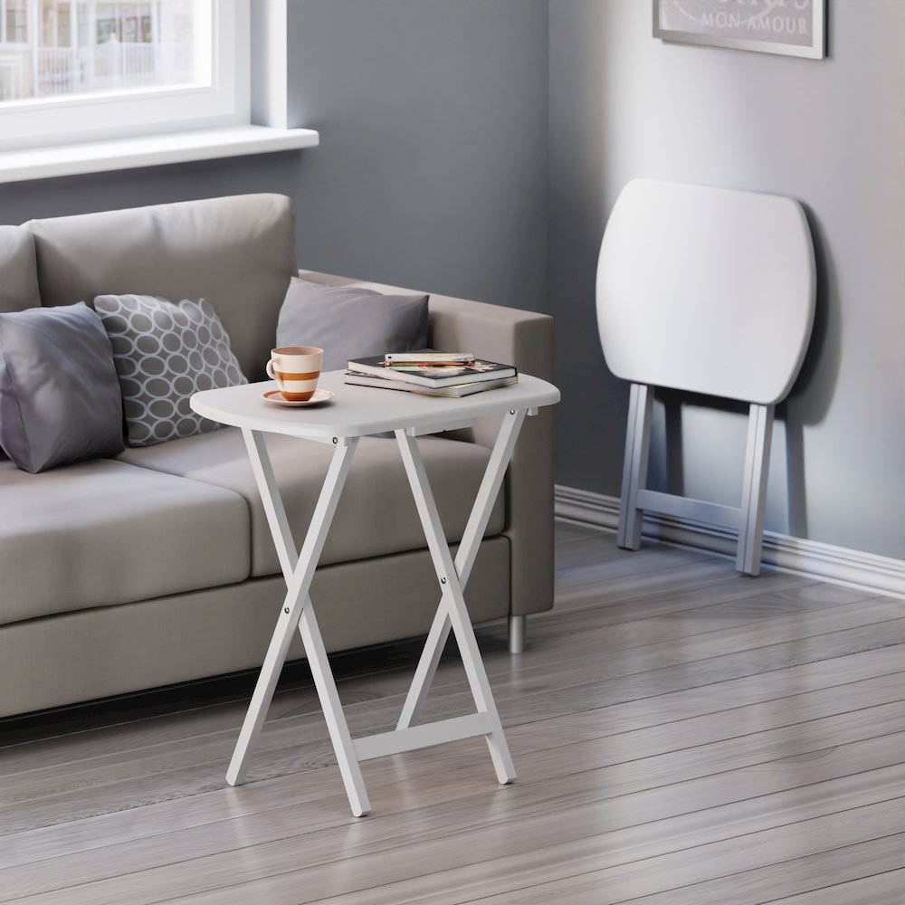 Corbett 2-Pc Oversized Snack Tables, White. Picture 8