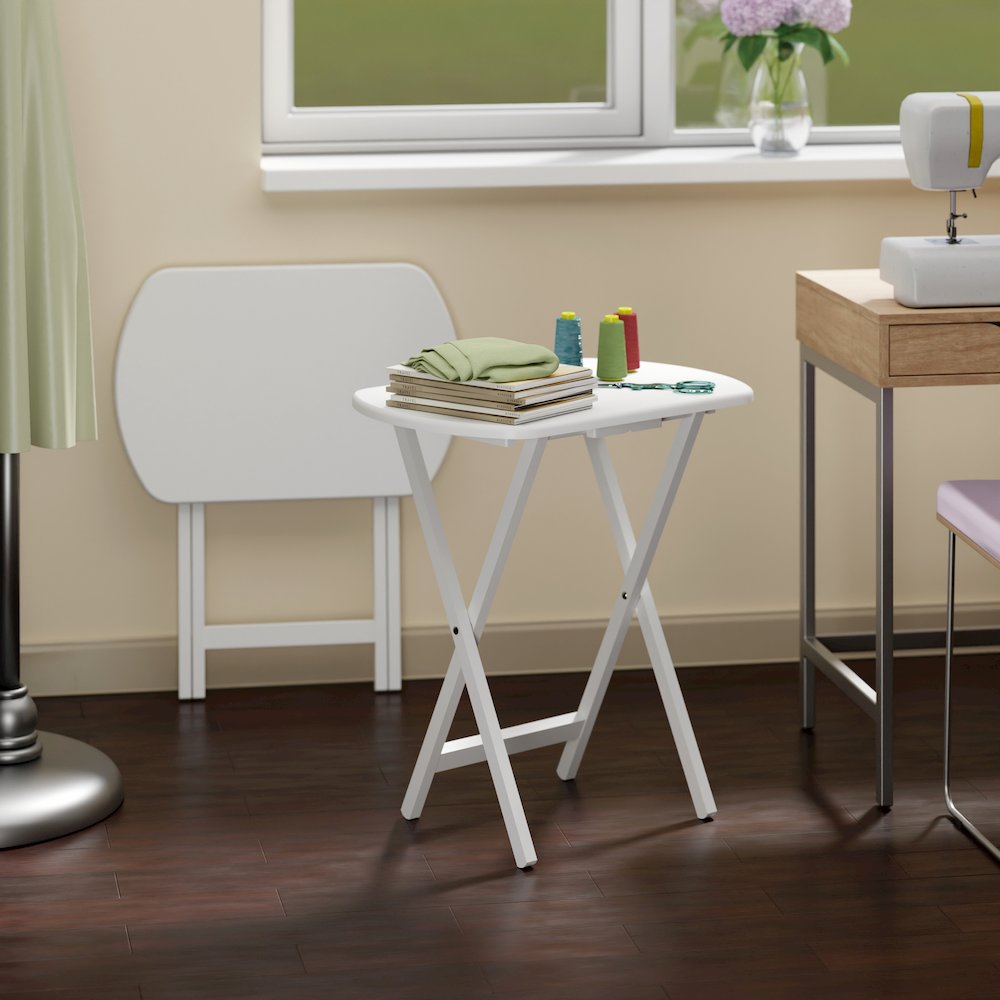 Corbett 2-Pc Oversized Snack Tables, White. Picture 9