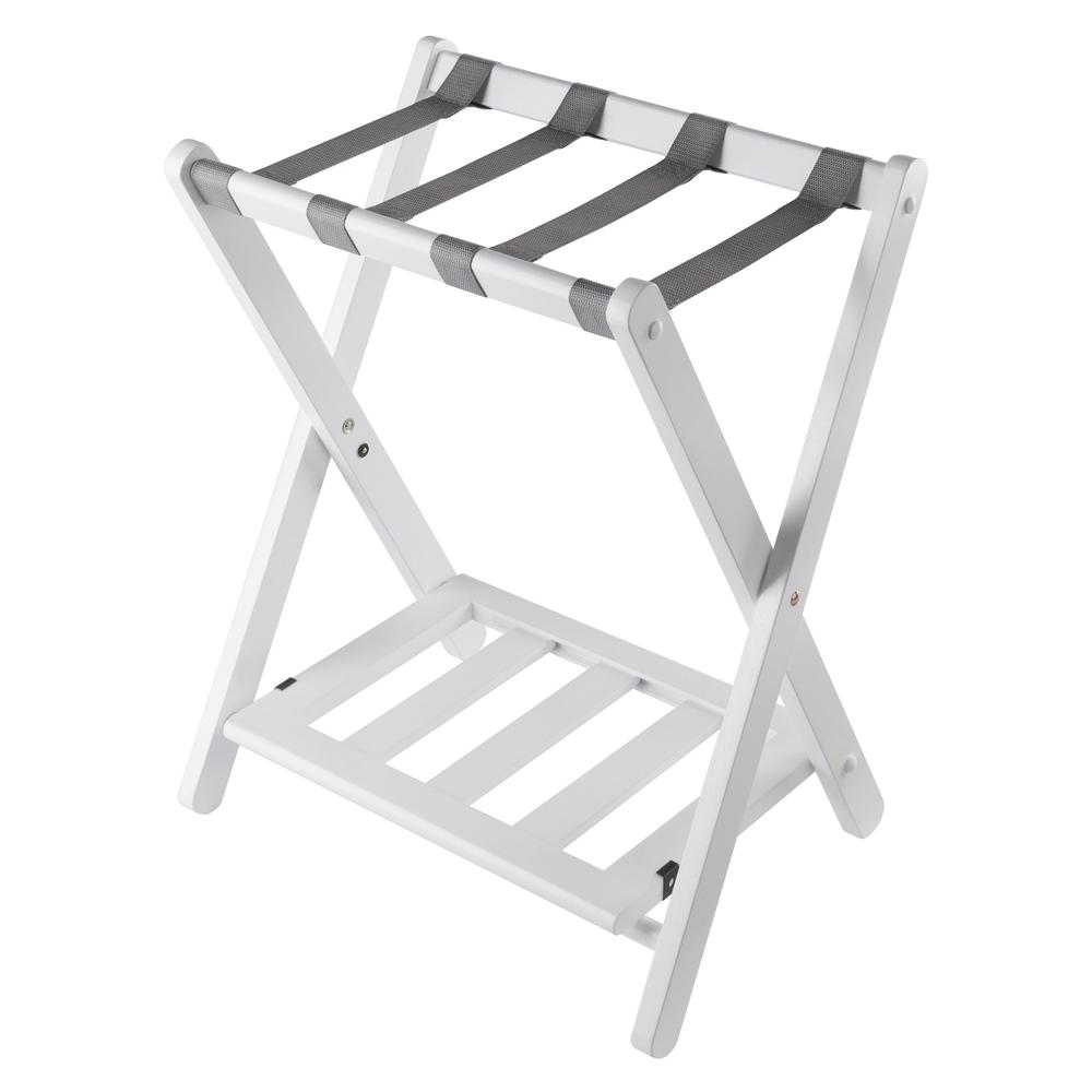 Raya Luggage Rack with Shelf, White. Picture 1