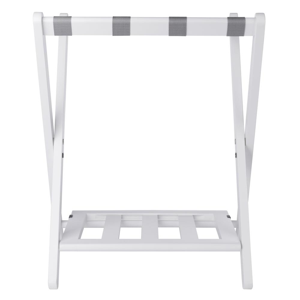 Raya Luggage Rack with Shelf, White. Picture 6