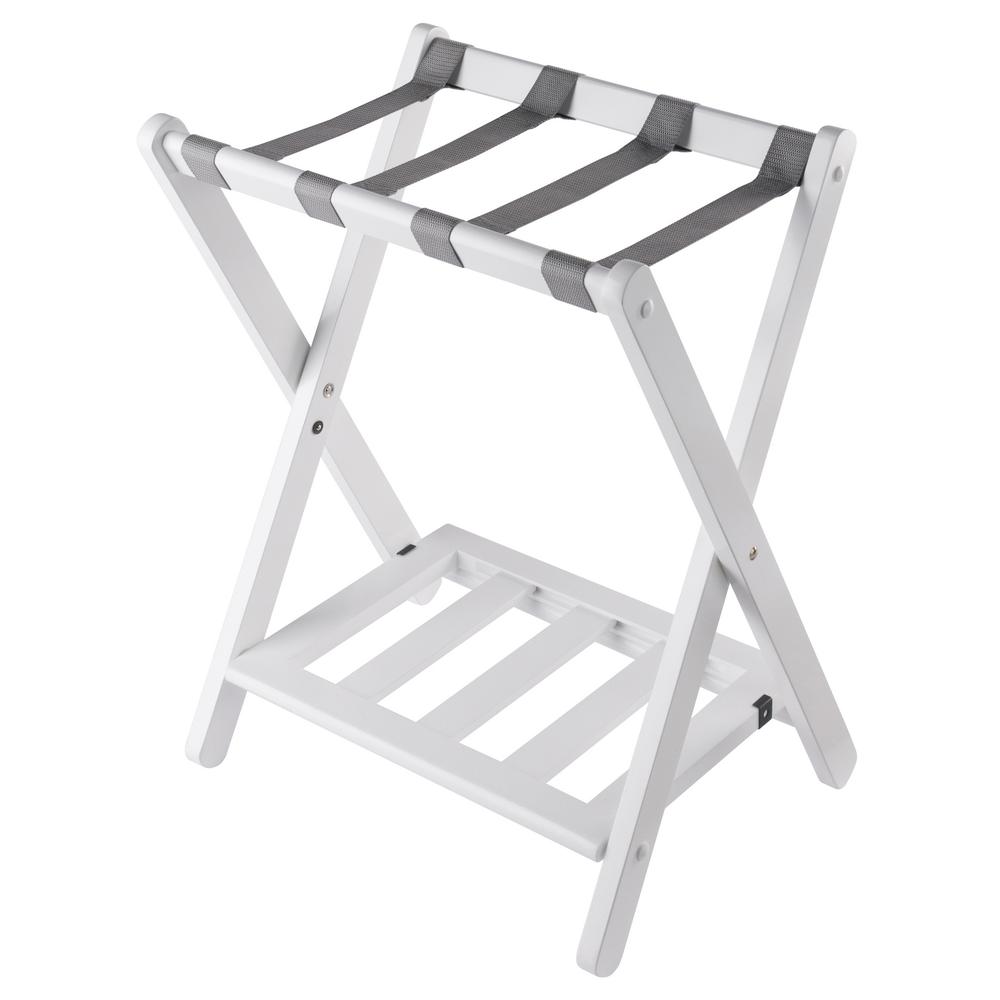 Raya Luggage Rack with Shelf, White. Picture 2