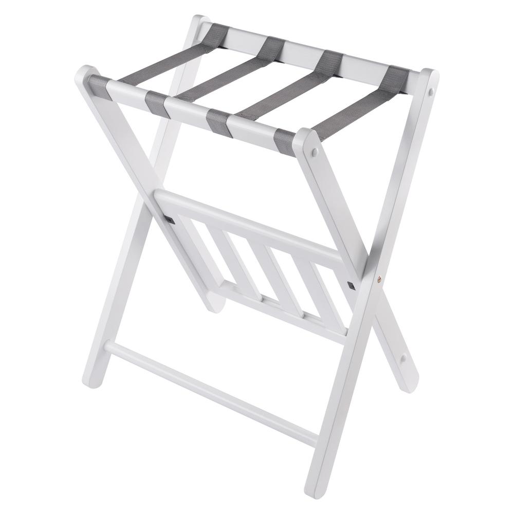 Raya Luggage Rack with Shelf, White. Picture 4