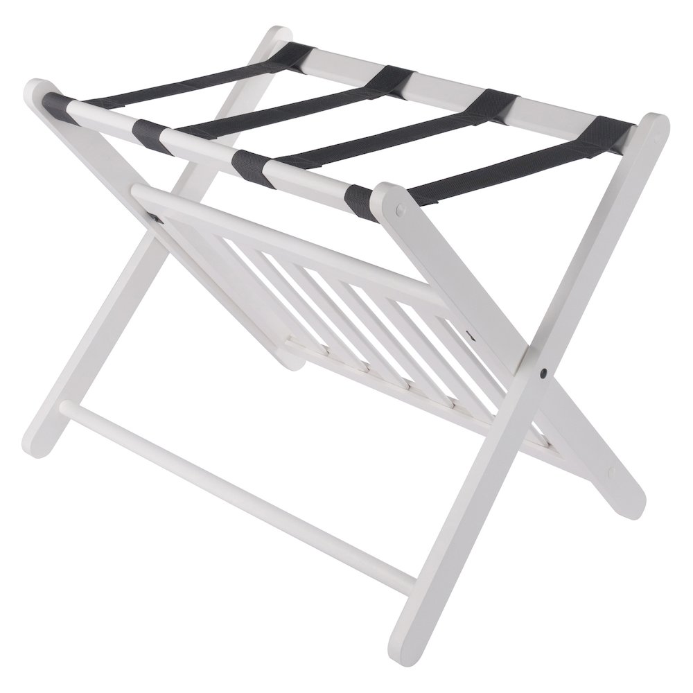 Reese Luggage Rack with Shelf, White. Picture 2