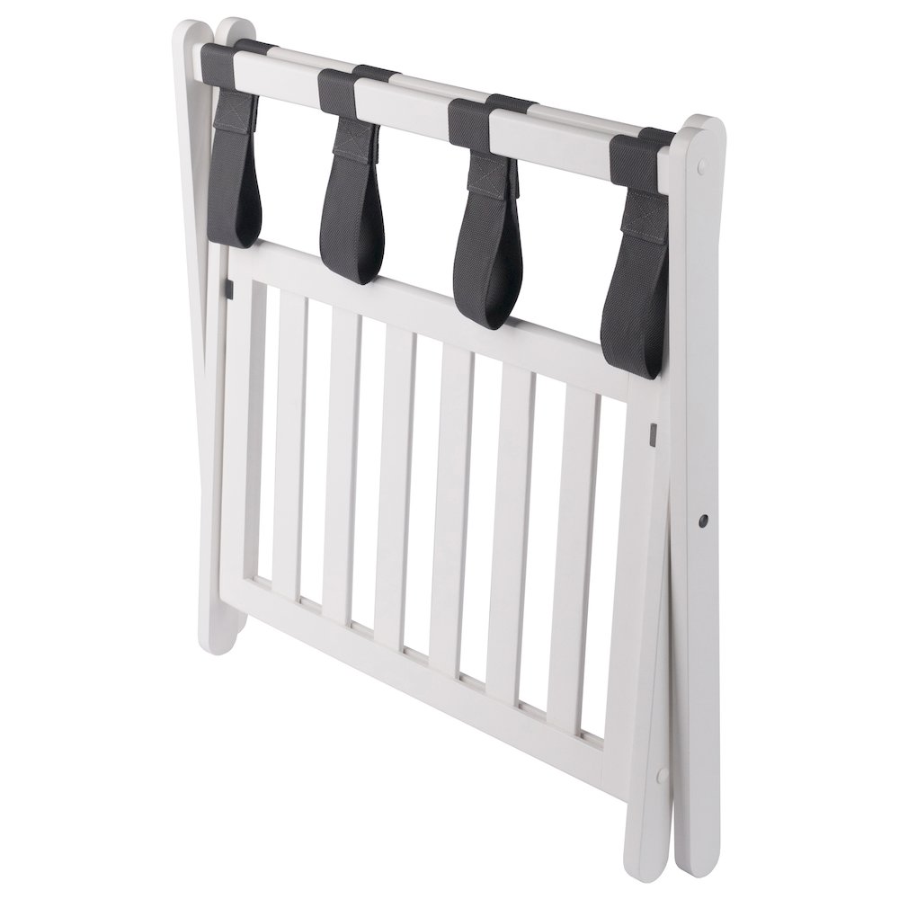 Reese Luggage Rack with Shelf, White. Picture 3