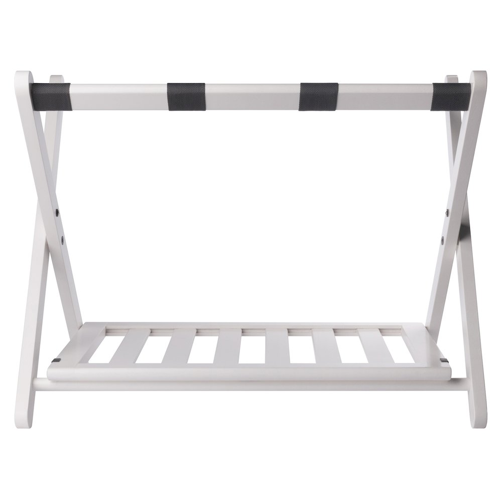 Reese Luggage Rack with Shelf, White. Picture 4