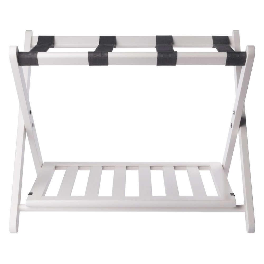 Reese Luggage Rack with Shelf, White. Picture 5