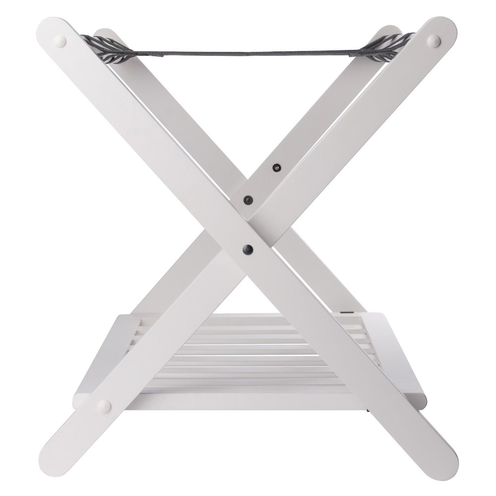 Reese Luggage Rack with Shelf, White. Picture 6