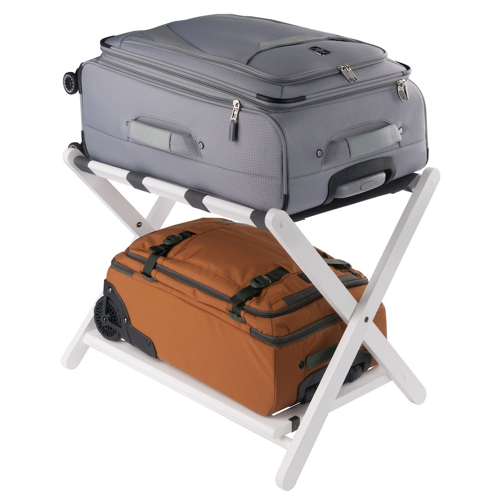 Reese Luggage Rack with Shelf, White. Picture 12