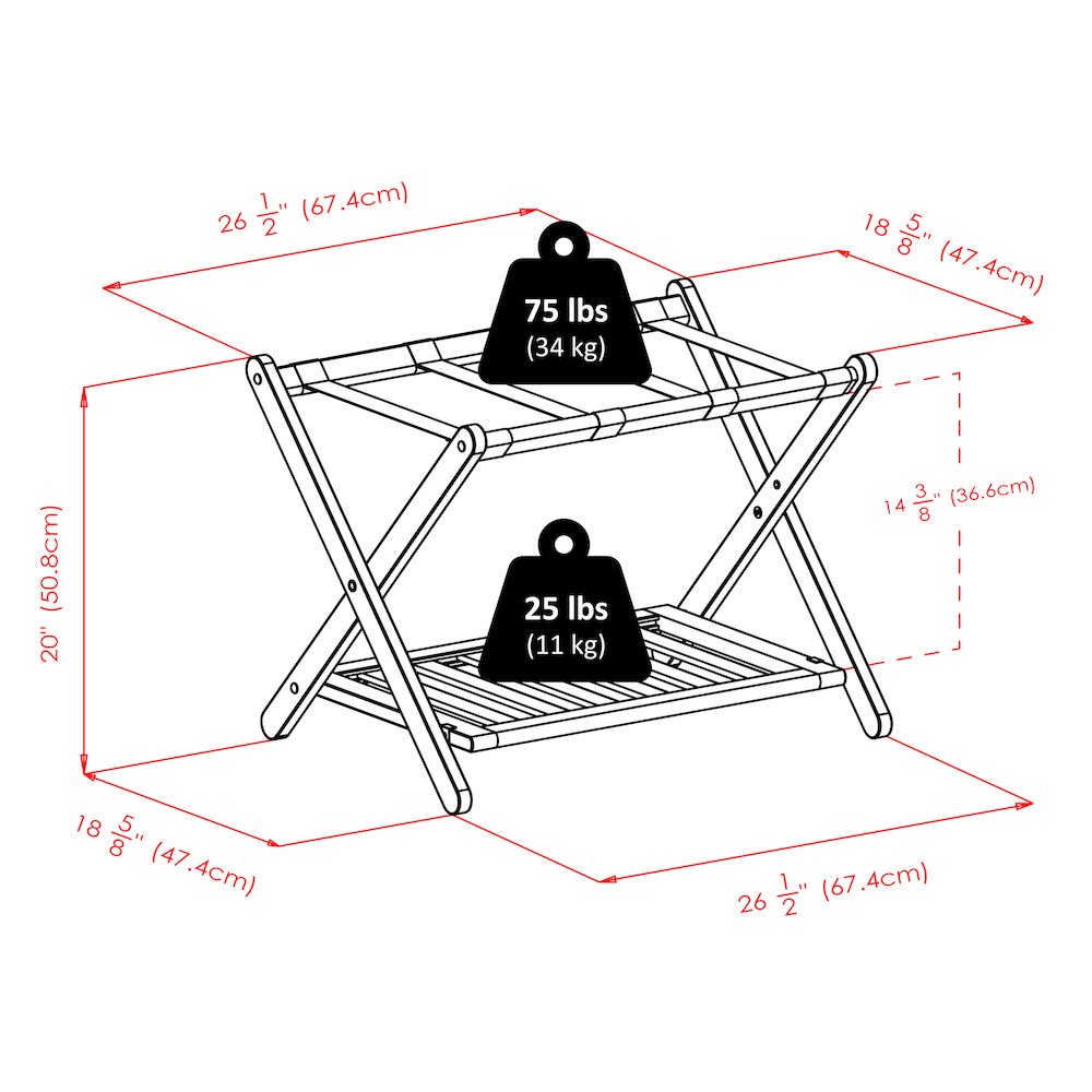 Reese Luggage Rack with Shelf, White. Picture 19