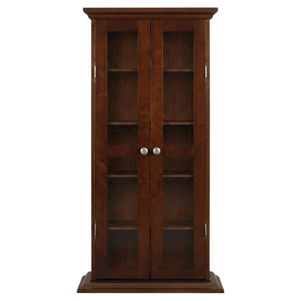 Media Storage Cabinet, Glass Doors, 4 Adjustable Shelves. Picture 4