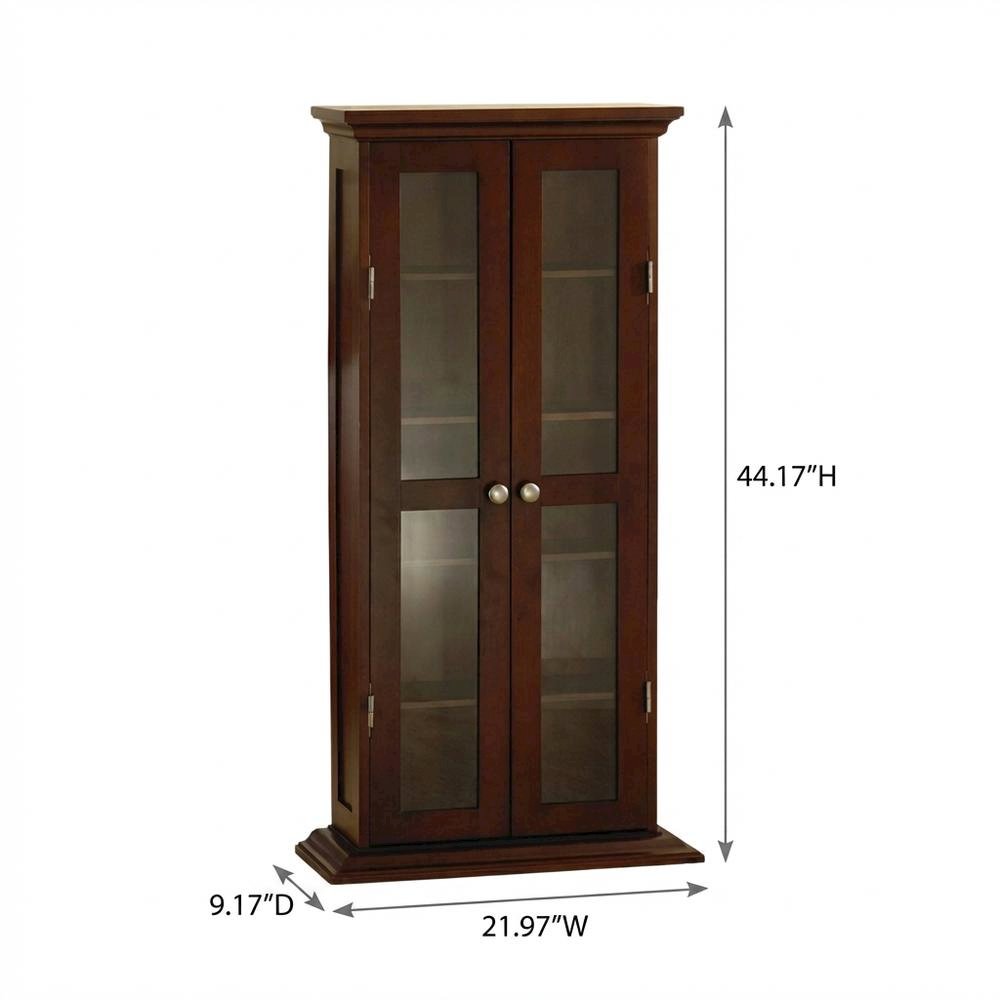 Media Storage Cabinet, Glass Doors, 4 Adjustable Shelves. Picture 7