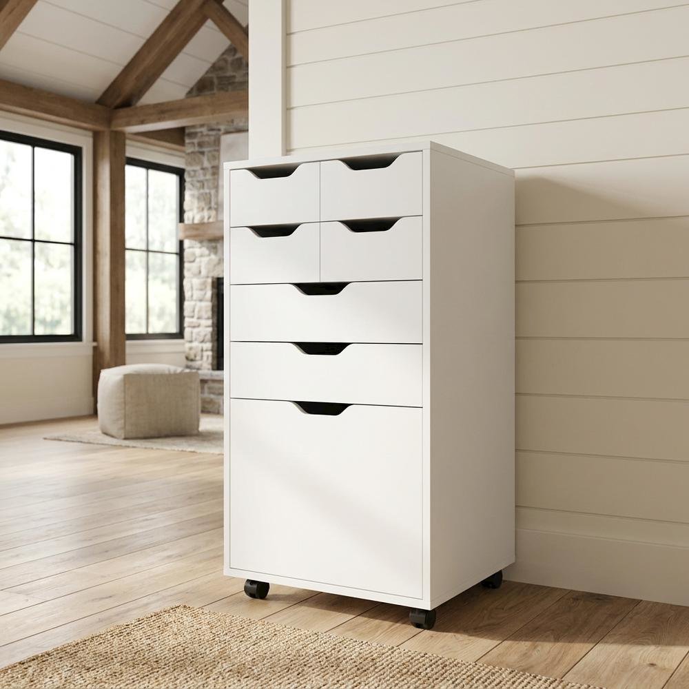 White Tall Mobile Storage Cabinet, Multi-Storage Rolling Pantry. Picture 3