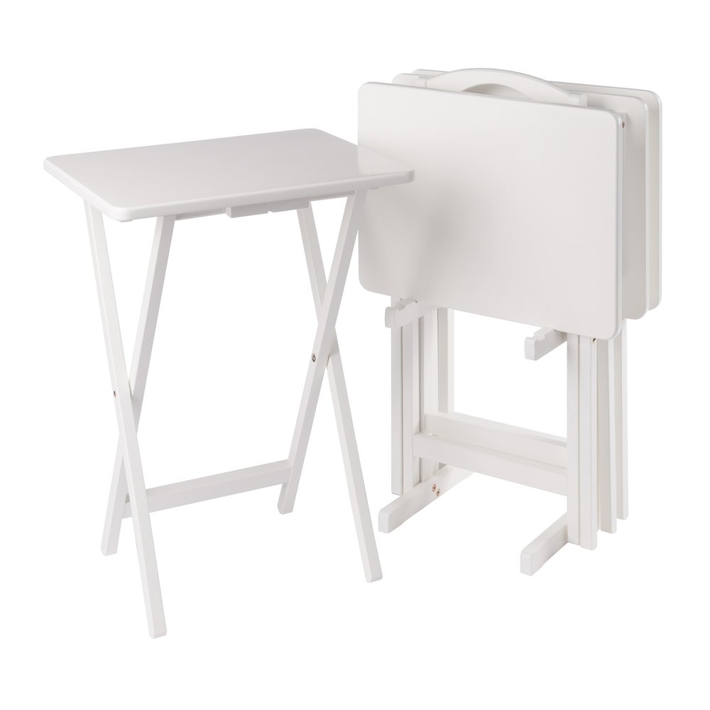 Alex 5-Pc Snack Table Set, White. Picture 1