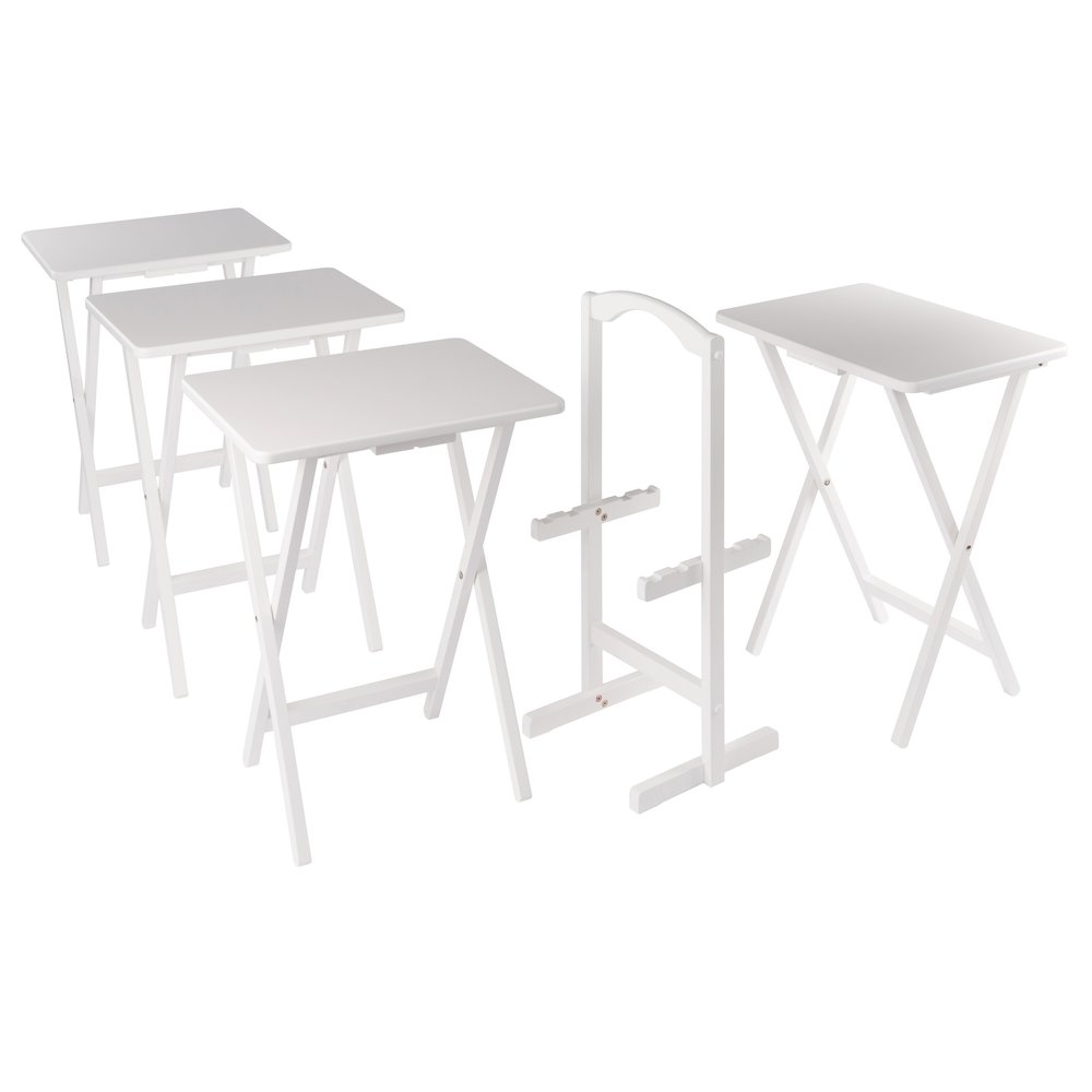 Alex 5-Pc Snack Table Set, White. Picture 16