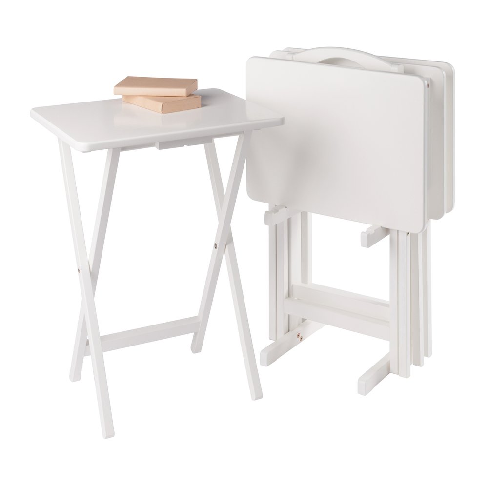 Alex 5-Pc Snack Table Set, White. Picture 4