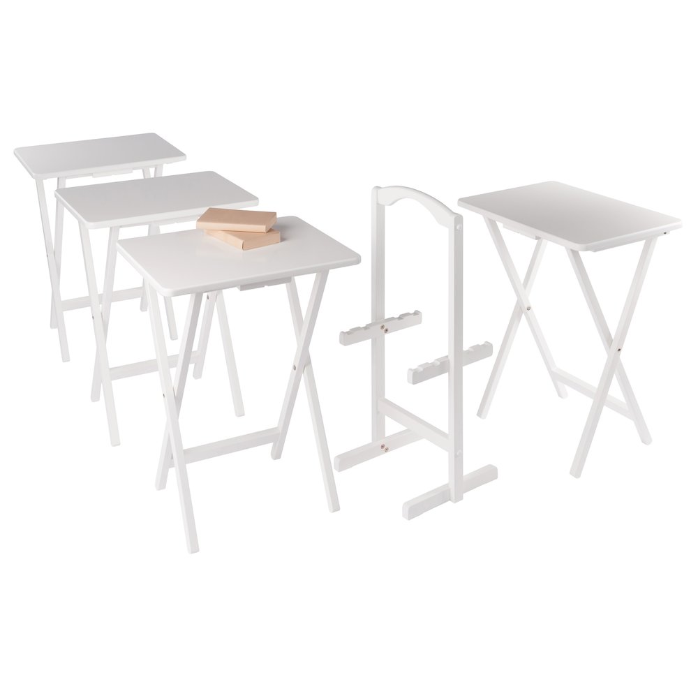 Alex 5-Pc Snack Table Set, White. Picture 5