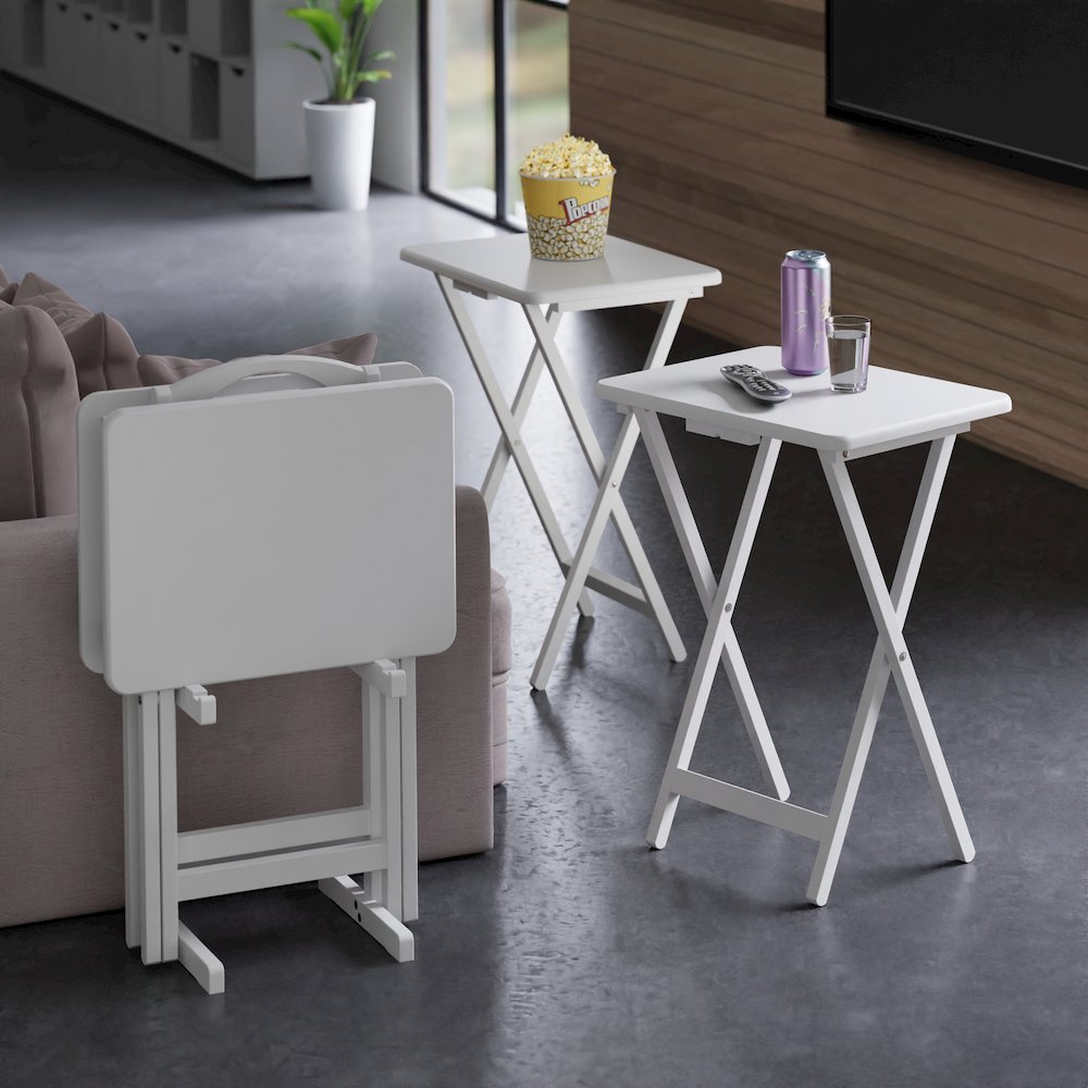 Alex 5-Pc Snack Table Set, White. Picture 8