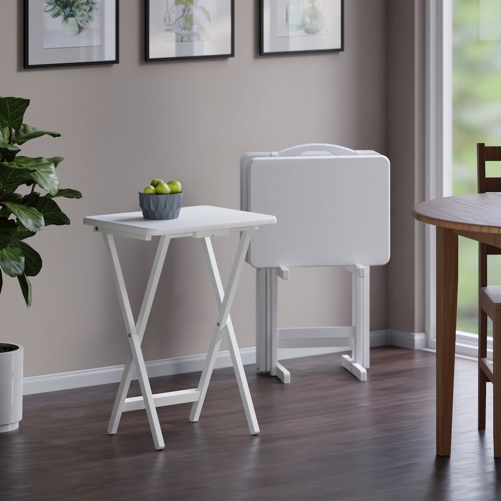 Alex 5-Pc Snack Table Set, White. Picture 10