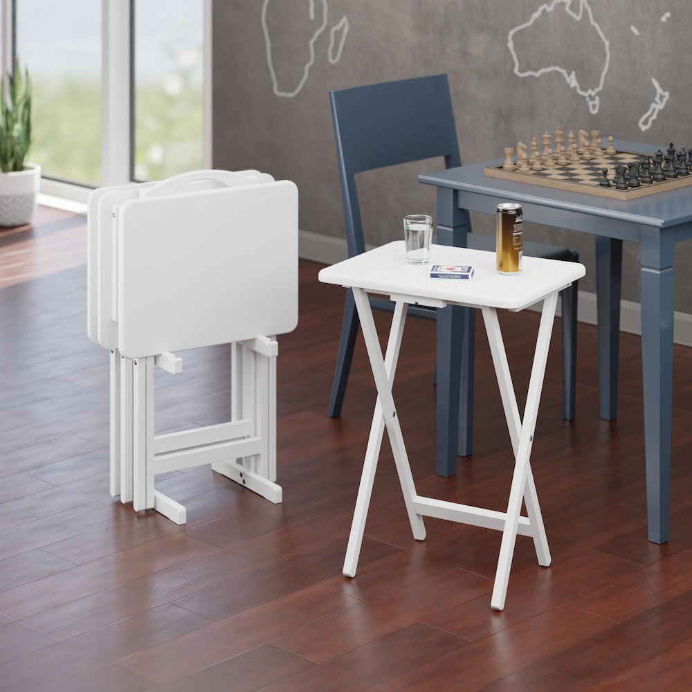 Alex 5-Pc Snack Table Set, White. Picture 11