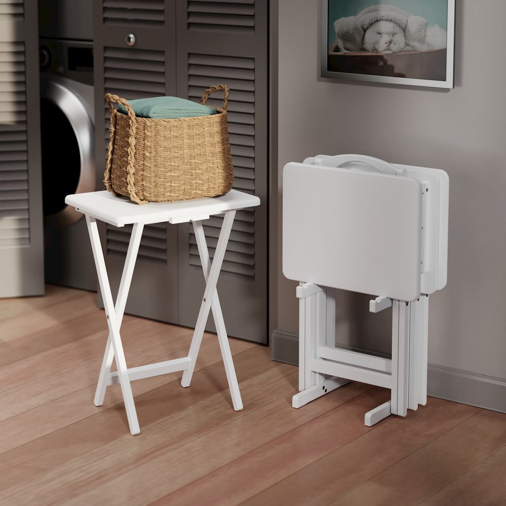 Alex 5-Pc Snack Table Set, White. Picture 12