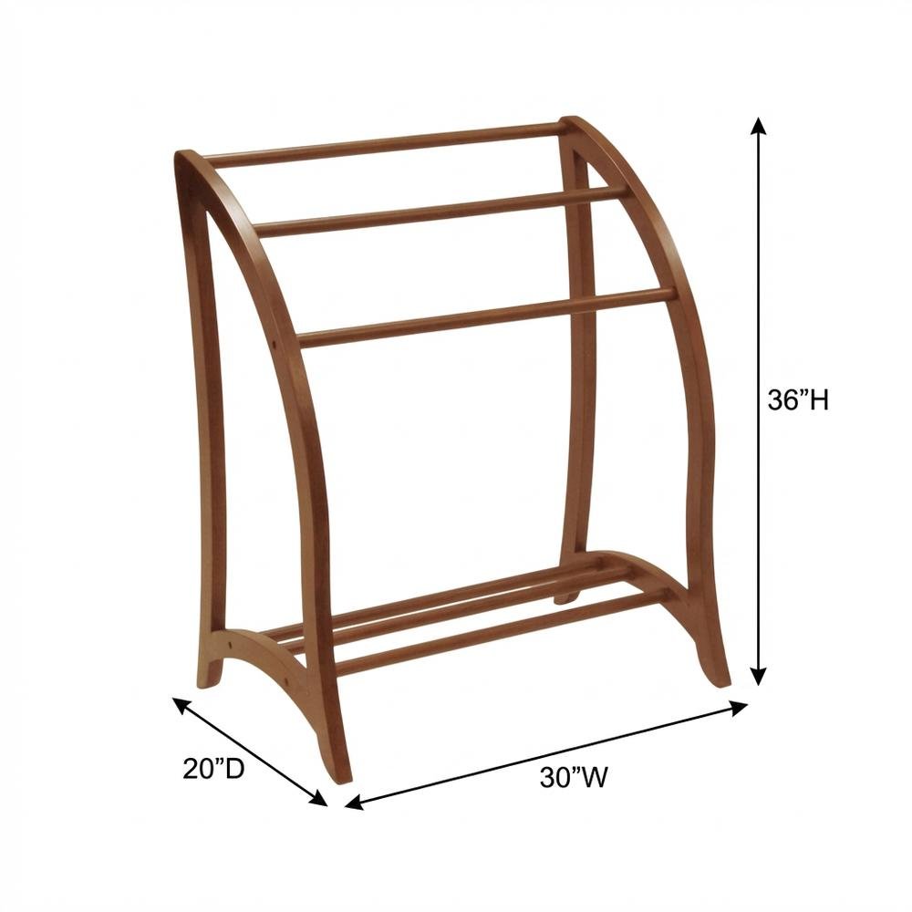 Solid Wood Blanket Rack Stand, Living Room Blanket Holder In Walnut Finish. Picture 7