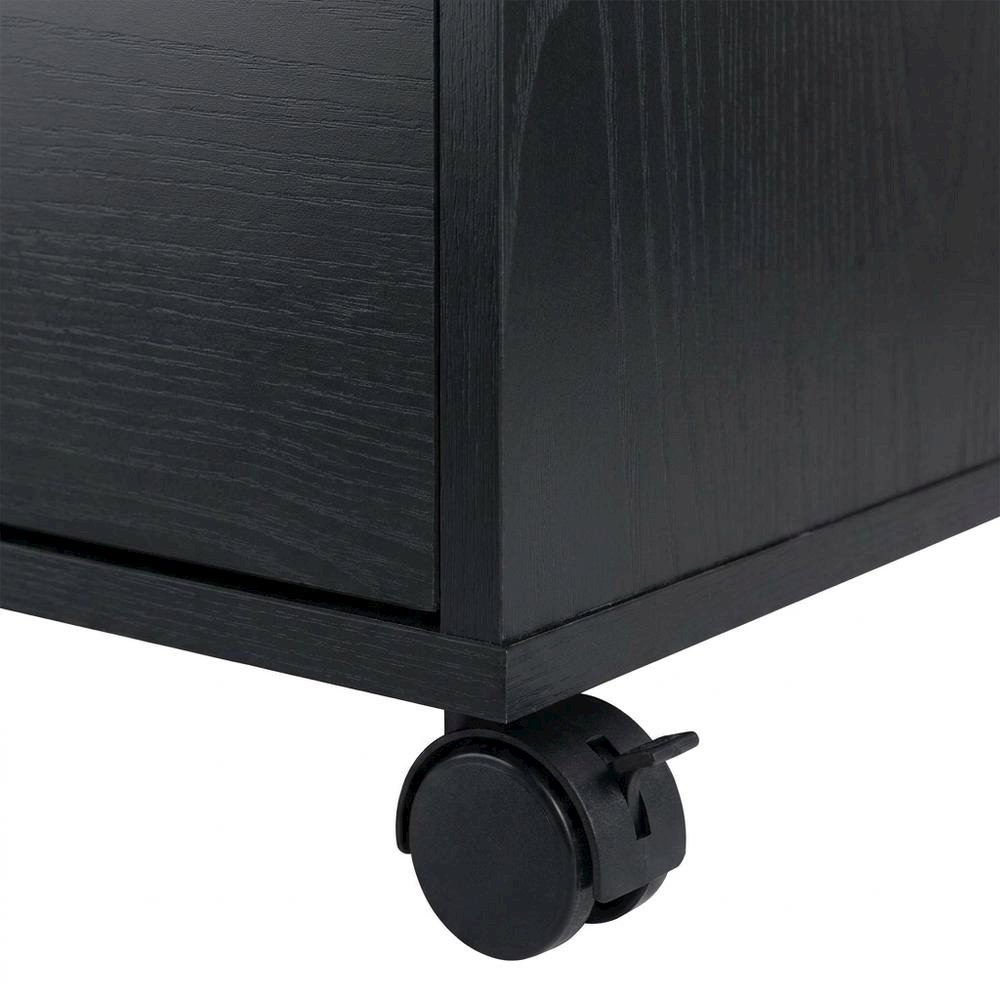 Composite Wood Buffet Cabinet with Open Shelves for Kitchen or Pantry, Black. Picture 7