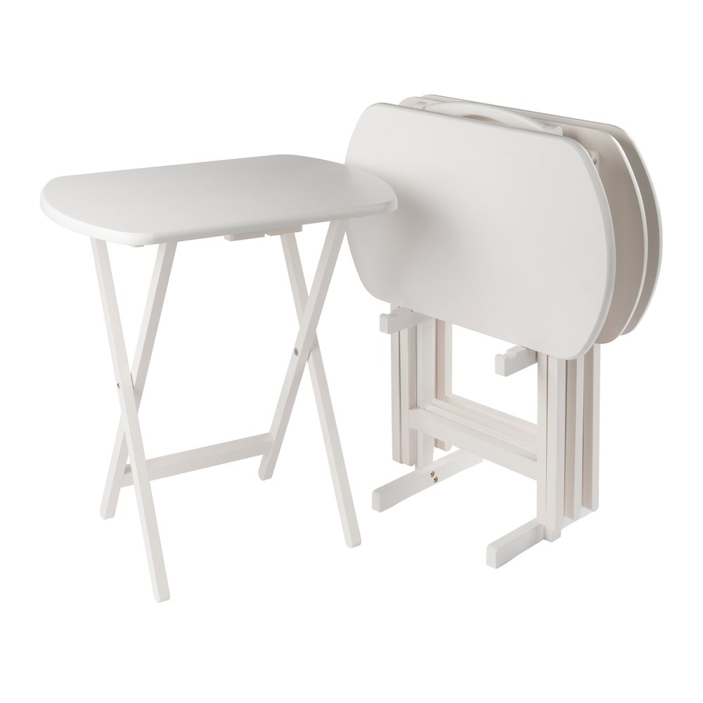 Corbett 5-Pc Oversized Snack Table Set, White. Picture 2