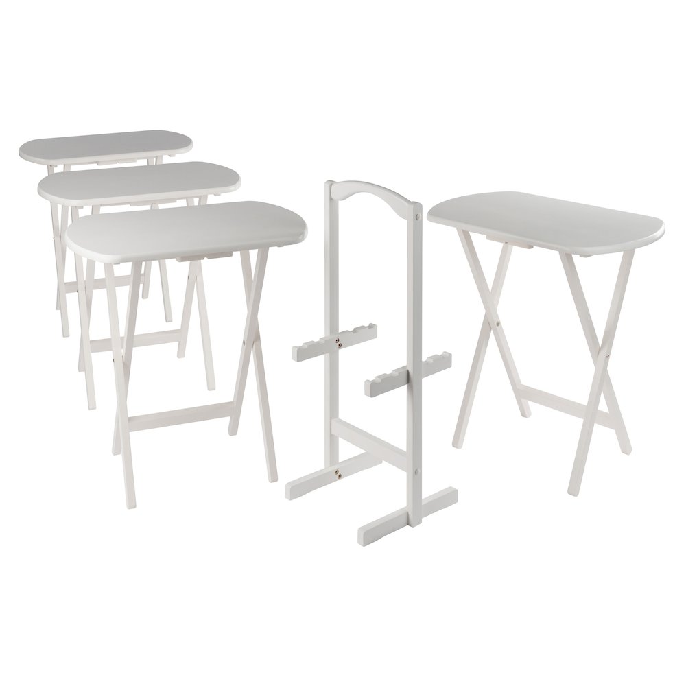 Corbett 5-Pc Oversized Snack Table Set, White. Picture 3