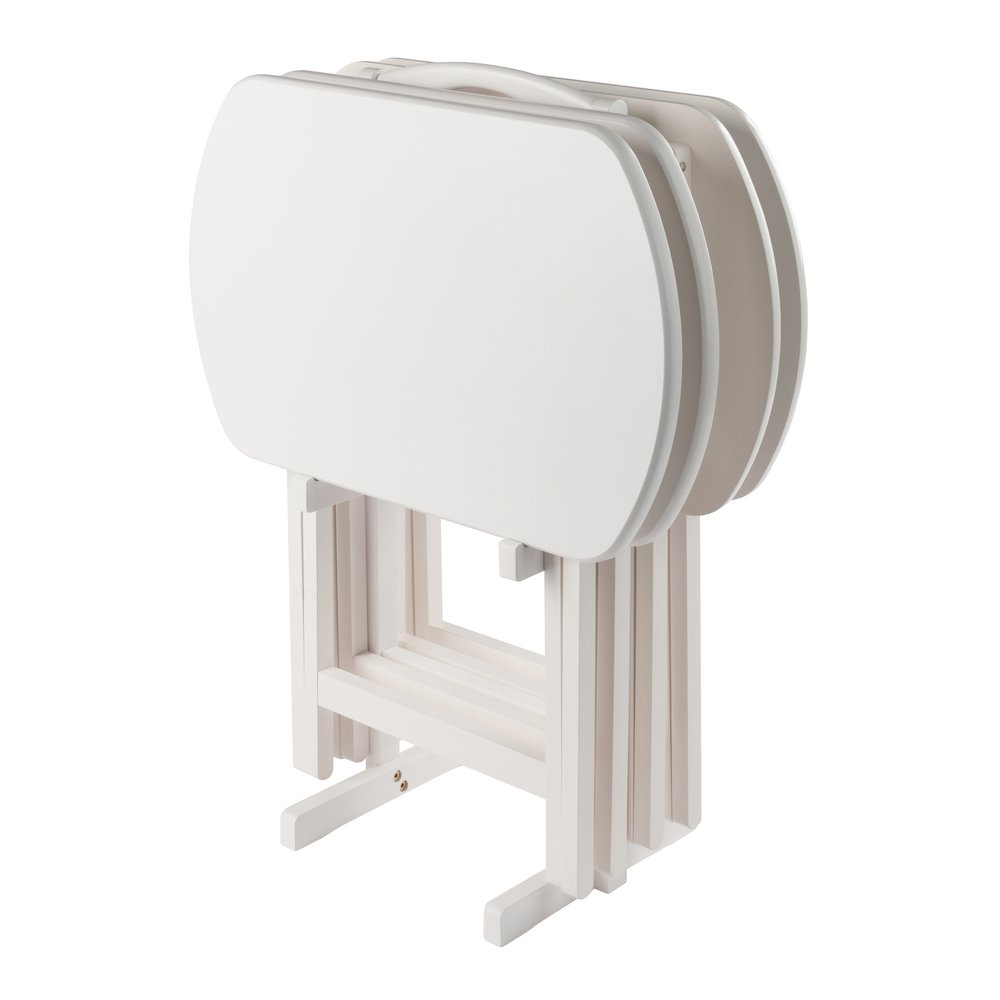 Corbett 5-Pc Oversized Snack Table Set, White. Picture 4