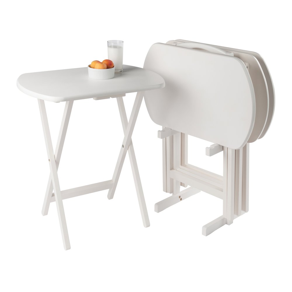 Corbett 5-Pc Oversized Snack Table Set, White. Picture 15